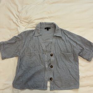 Moa Moa Navy and White Striped Shirt